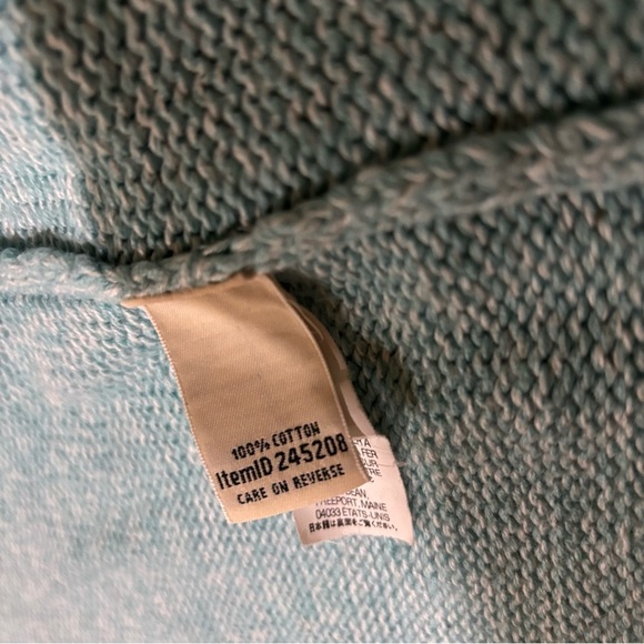 LLBean Blue Marled tight Knit 100%Cotton Cardigan xl heavy pearl buttons vintage - Picture 4 of 9